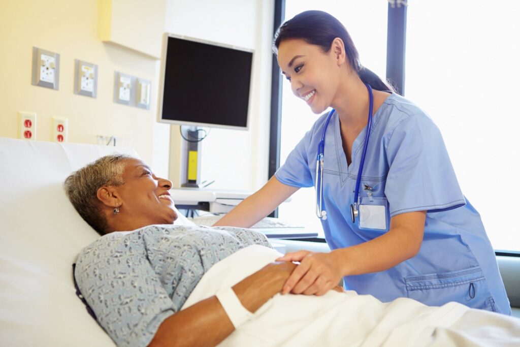 CNA nurse doing training in hospital.
