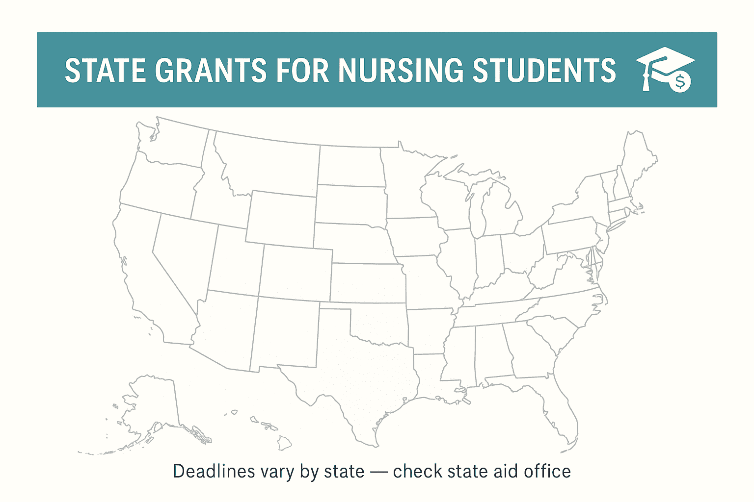 United States map indicating that state grants and deadlines vary by state
