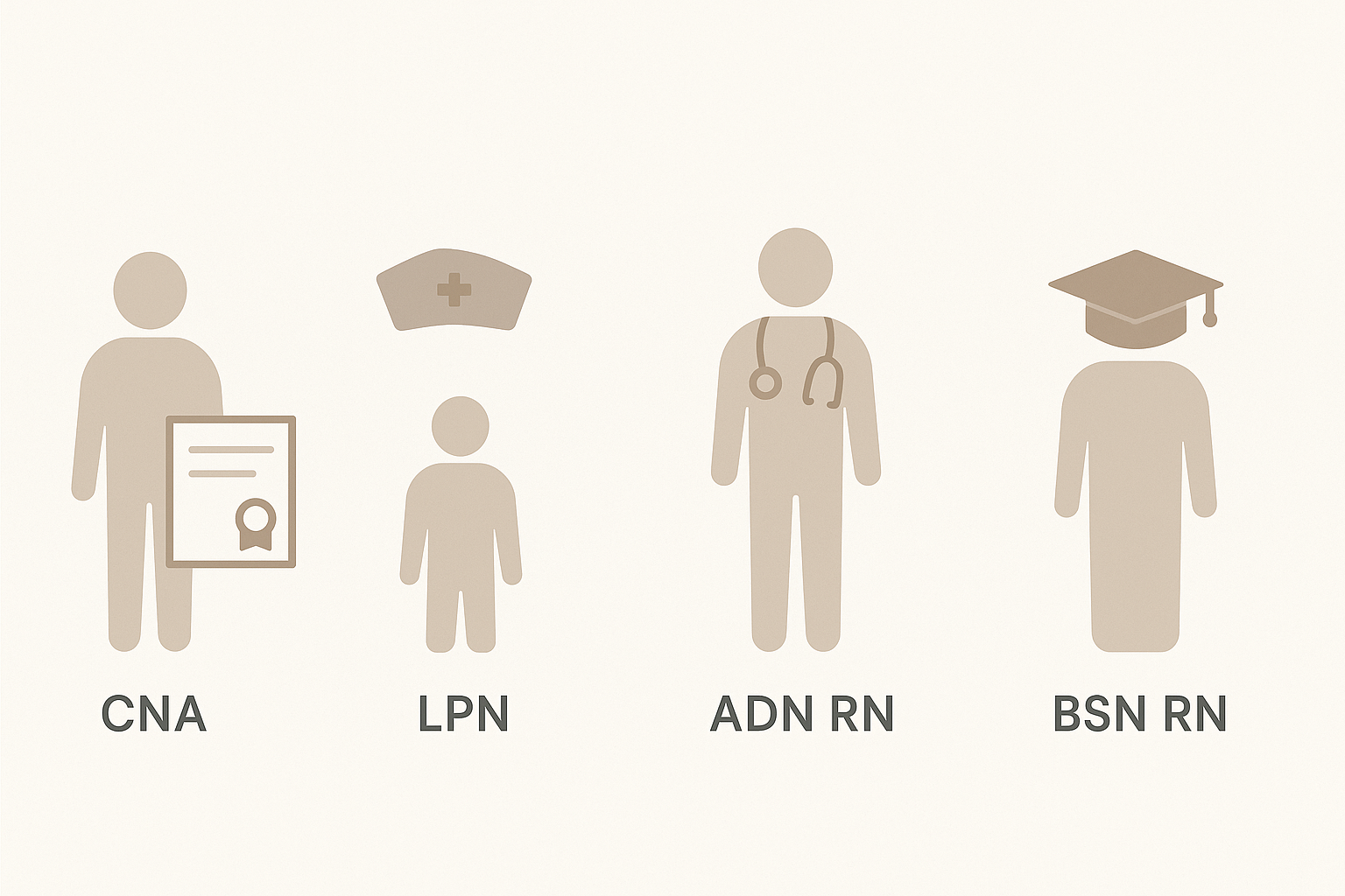 Overview of nursing education paths including CNA, LPN, ADN, and BSN programs